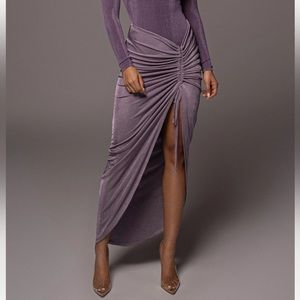 Jluxlabel purple side slit adjustable length maxi skirt